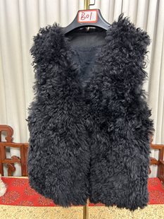 皮革城撤柜断码特价清仓女士托斯卡纳羊皮毛一体配獭兔皮草马甲