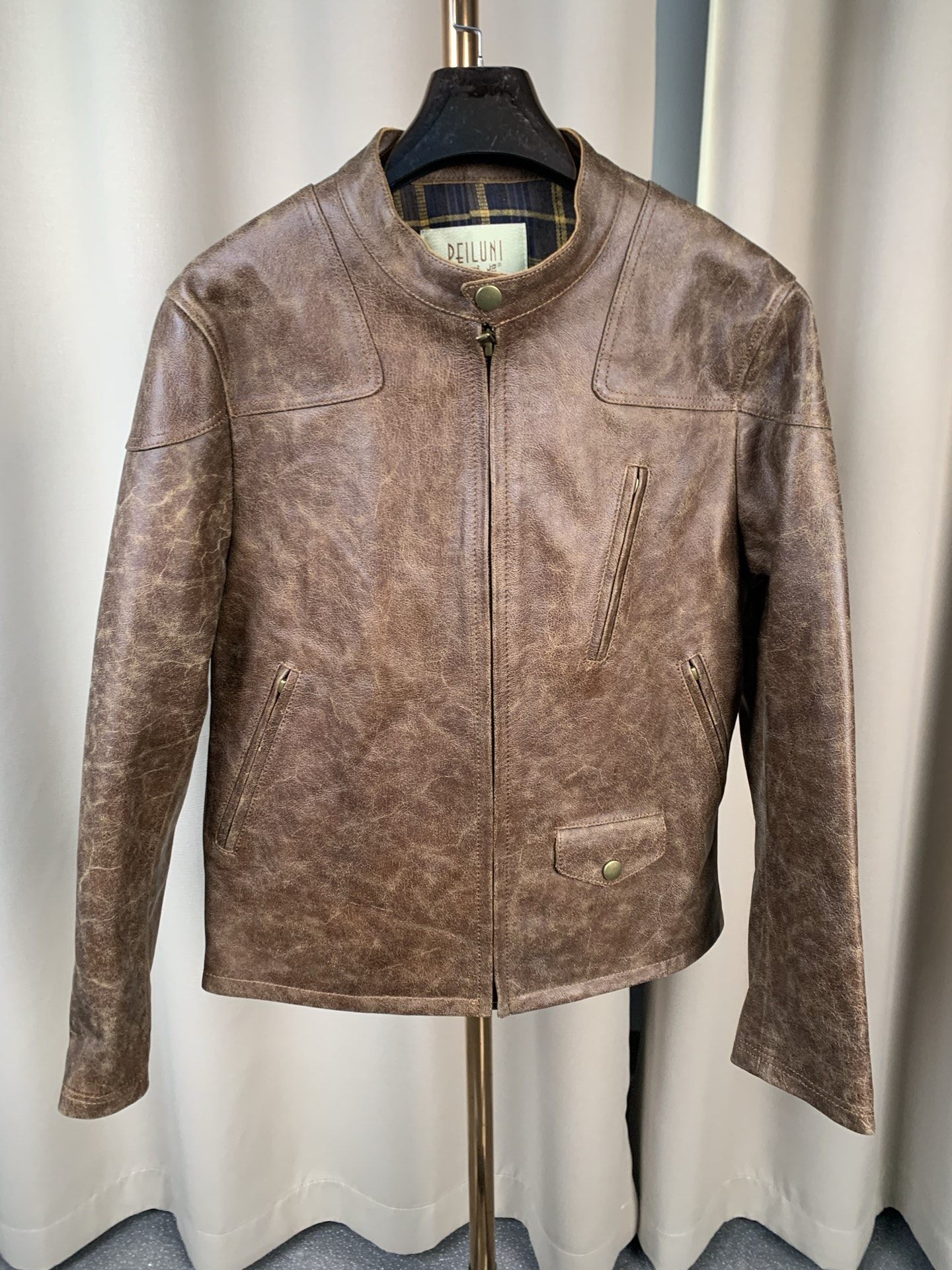 厚实柔软结实真皮皮衣男修身短款翻领休闲立领复古做旧夹克外套焦,男装,皮草,淘宝优惠券,粉丝福利购,淘宝优惠卷