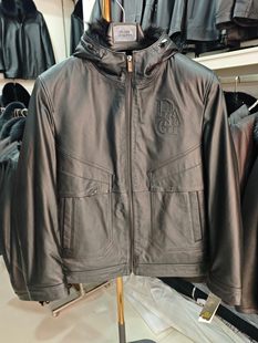 工厂特价处理男士山羊皮真皮羊羔毛内胆连帽款个性时尚小湖羊外套