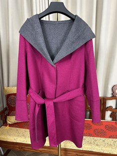 工厂捡漏女士中长款连帽双面羊毛呢羊绒大衣外套孤品捡漏特价甩卖