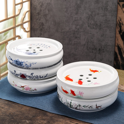 简约家用高温白瓷陶瓷茶盘