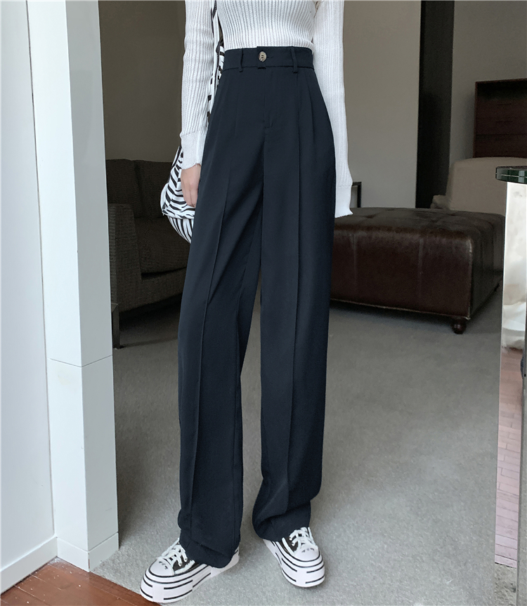 Real shot of new spring wide leg casual pants, Korean simple straight pants for women