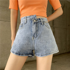 Real price, real shooting, summer, Korean version, hollow waist, sexy high waist, all-around Jeans Shorts hot