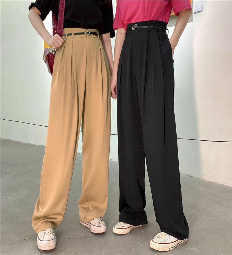 Real shot ~ #2021 spring and summer new high waist loose Slouchy straight tube vertical feeling suit wide leg pants