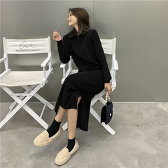 Real shot ~ 2020 new wool dress straight tube loose show thin women's knitting dress autumn and winter