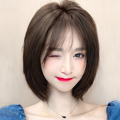 taobao agent Fashionable wig, bangs, lifelike straight hair, helmet, western style, natural look