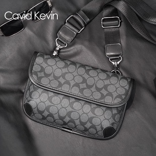手机单肩包斜挎包潮 男包休闲时尚 Cavid Kevin复古灰咖色胸包韩版