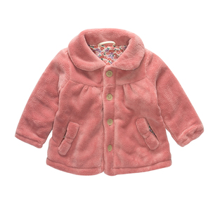 日系 淑女宝宝可爱蝴蝶结珊瑚绒外套纯棉内里娃娃开衫