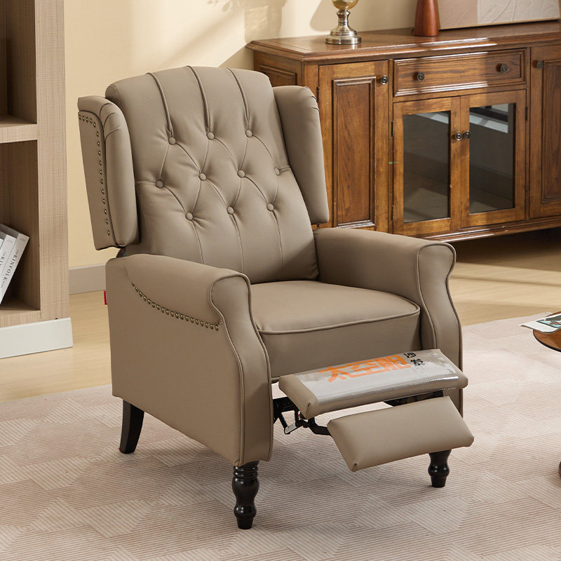 老虎椅头等太空舱单人沙发可躺美式现代北欧高背客厅复古躺椅布艺