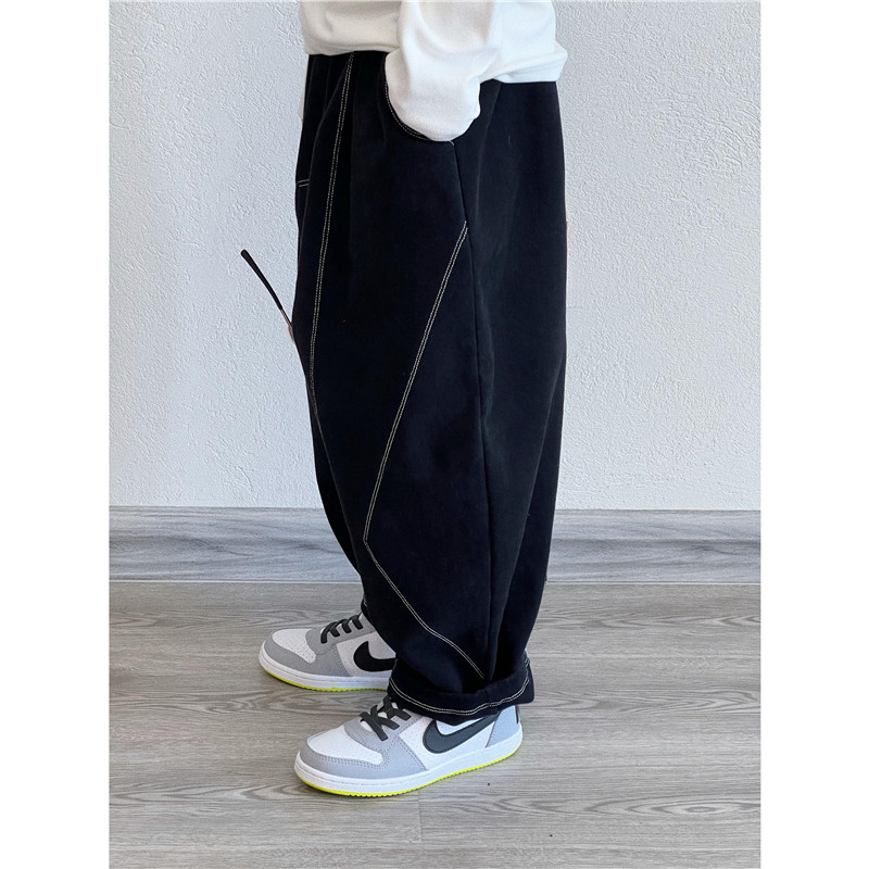 童妈定制男童韩版宽松黑色水洗棉薄绒白色明线萝卜休闲长裤秋冬装,童装/婴儿装/亲子装,裤子,淘宝优惠券,粉丝福利购,淘宝优惠卷