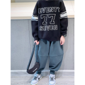 秋冬装 童童妈定制男女童韩版 宽松77黑白撞色毛衣儿童保暖针织衫