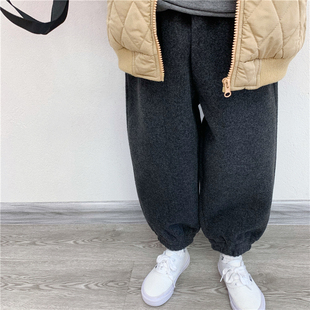 秋冬装 宝宝呢子长裤 宽松呢料束脚不勒腿老爹裤 童妈定制男女童韩版