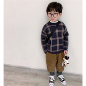 宝宝上衣秋冬装 童妈定制男女童韩版 包芯纱格子毛衣儿童气质针织衫