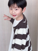 外套百搭毛衣春秋装 童童妈定制男女童韩版 宽松奶白咖条纹针织开衫