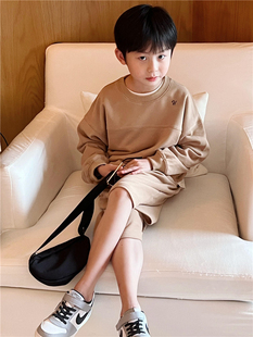 一起拍下 束脚长裤 童妈定制韩版 宽松休闲慵懒咖色卫衣中裤