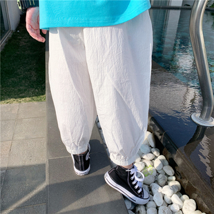 子夏装 童童妈定制男女童纯棉韩版 宝宝裤 宽松防蚊裤 儿童棉麻束脚裤