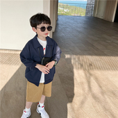 童童妈定制男童韩版 宽松双开拉链翻领卫衣外套儿童毛圈休闲春秋装