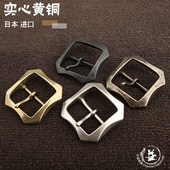 新款 皮带扣日本进口纯铜腰带扣复古休闲八角扣纯铜扣男士 黑色银色