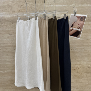 静茹26年夏上新纯色极简汉麻半身裙174 3432