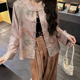 QYY01445999 大货速发 静茹古印花长袖 上衣女宽松显瘦外套短外套