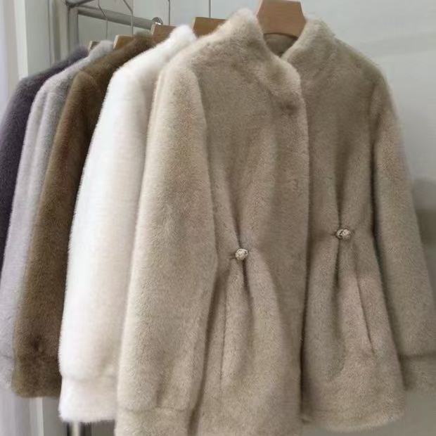 静茹时尚百搭立领单排扣短外套02f098