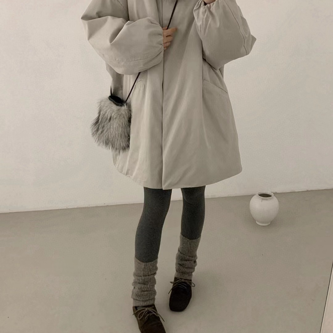 静茹品鹅绒派克保暖羽绒服外套(配可拆卸环保毛毛领,包包)a970