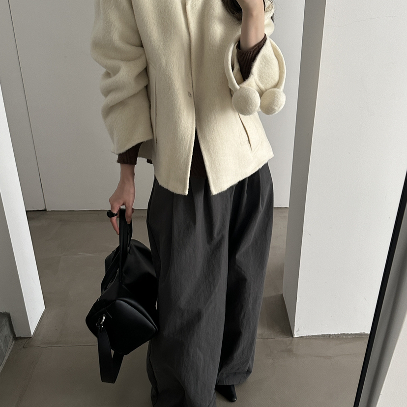 静茹松羊毛外套(配毛绒耳机)（含100羊毛）(藏青色含5羊绒)885