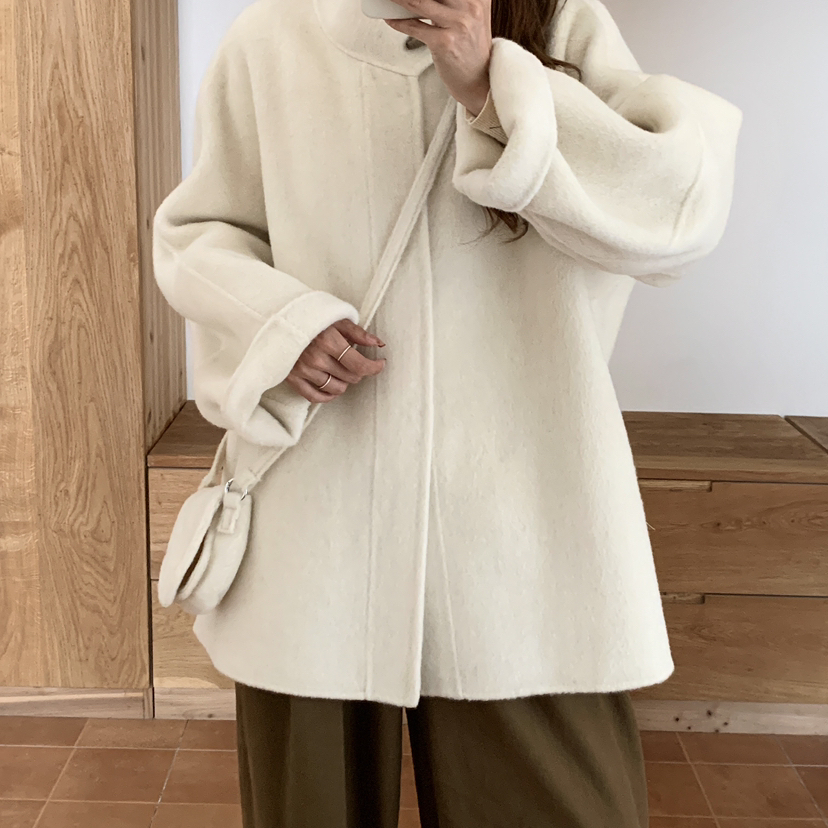 静茹羊绒羊毛外套(配包包)（含65羊毛）(米白色是100羊毛)8857