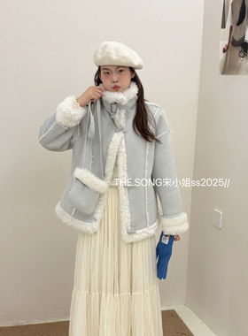 静茹冬上新立领复古韩系时尚短外套(配包包)58016