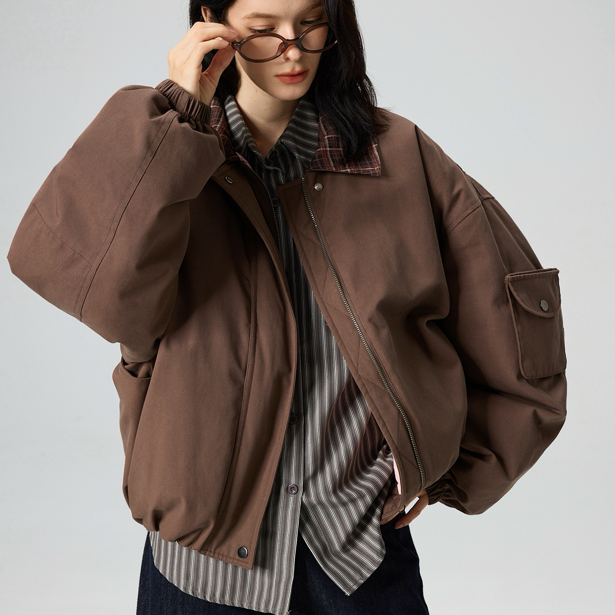 静茹工装户外甜酷风高品质95绒保暖羽绒服外套含95白鸭绒M908