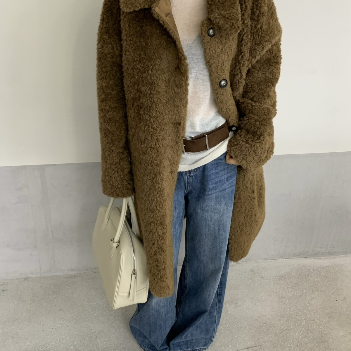 静茹冬上新翻领长款毛毛外套大衣82551