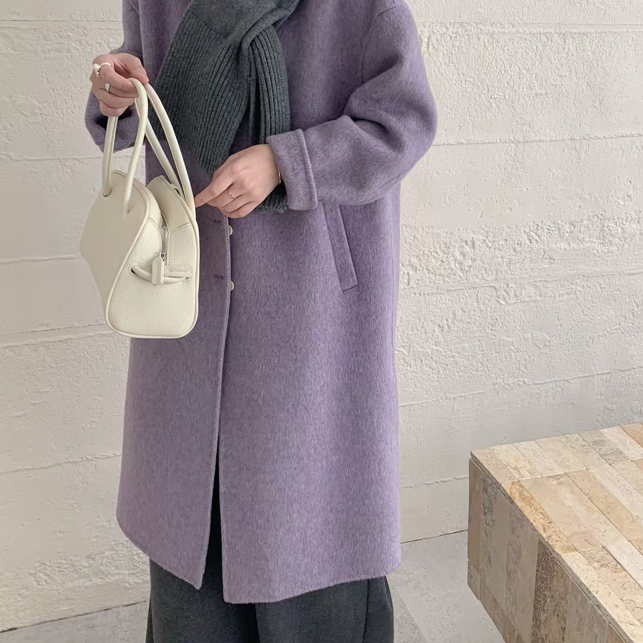 静茹减龄巨好看宽松百搭羊毛外套(配针织帽子)（含100羊毛）n291