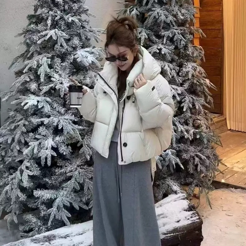 静茹蓬松面包服黄色短白鸭绒外套冬保暖羽绒服外套WW11225