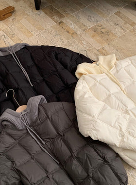 静茹冬韩系设计感宽松加厚保暖羽绒服外套(针织帽不能拆卸)6688