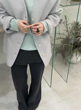 静茹大衣轻奢V领直筒版型中长款羊毛外套（含76.2羊毛）W25C415