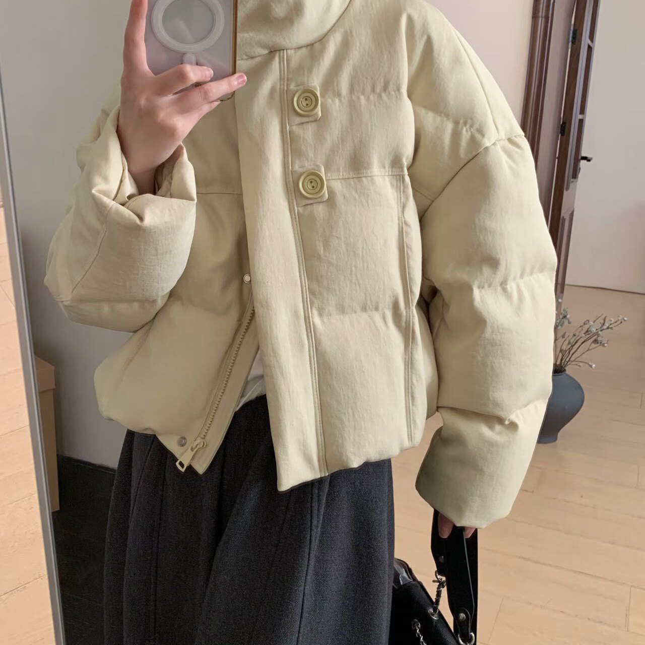 静茹上新冬季新款百搭小个子加厚立领暗门襟保暖羽绒服外套Q002