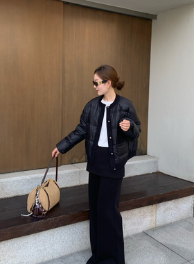 静茹冬上新圆领气质小香风保暖羽绒服外套27241