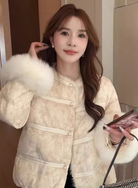 静茹设计女冬季保暖羽绒服外套(配可拆卸仿狐狸毛袖毛)YX26163