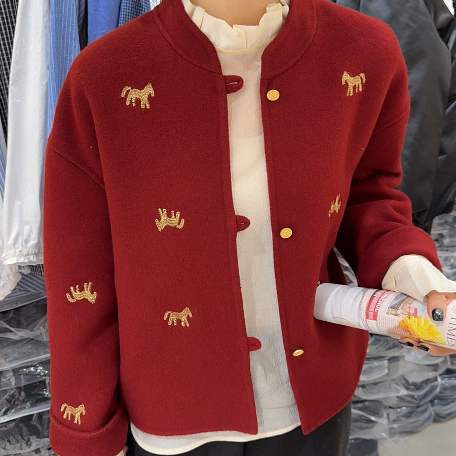 静茹刺绣小马设计羊毛外套（含100绵羊毛）LXF27599,女装/女士精品,羽绒服,淘宝优惠券,粉丝福利购,淘宝优惠卷