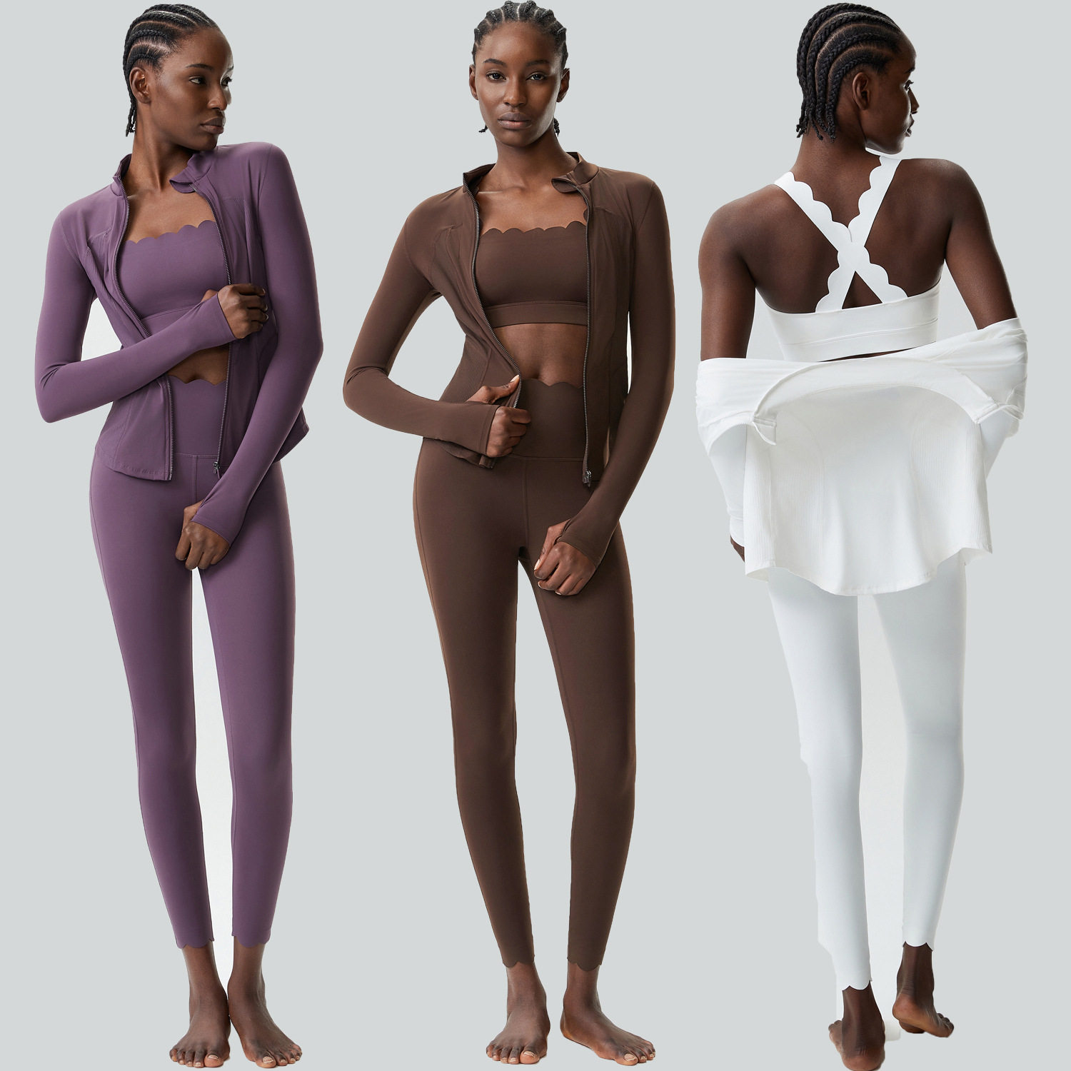 紧身瑜伽服套装女大码 弹力速干运动健身服套装三件套