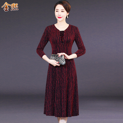 时尚中老年女装连衣裙显瘦中长款