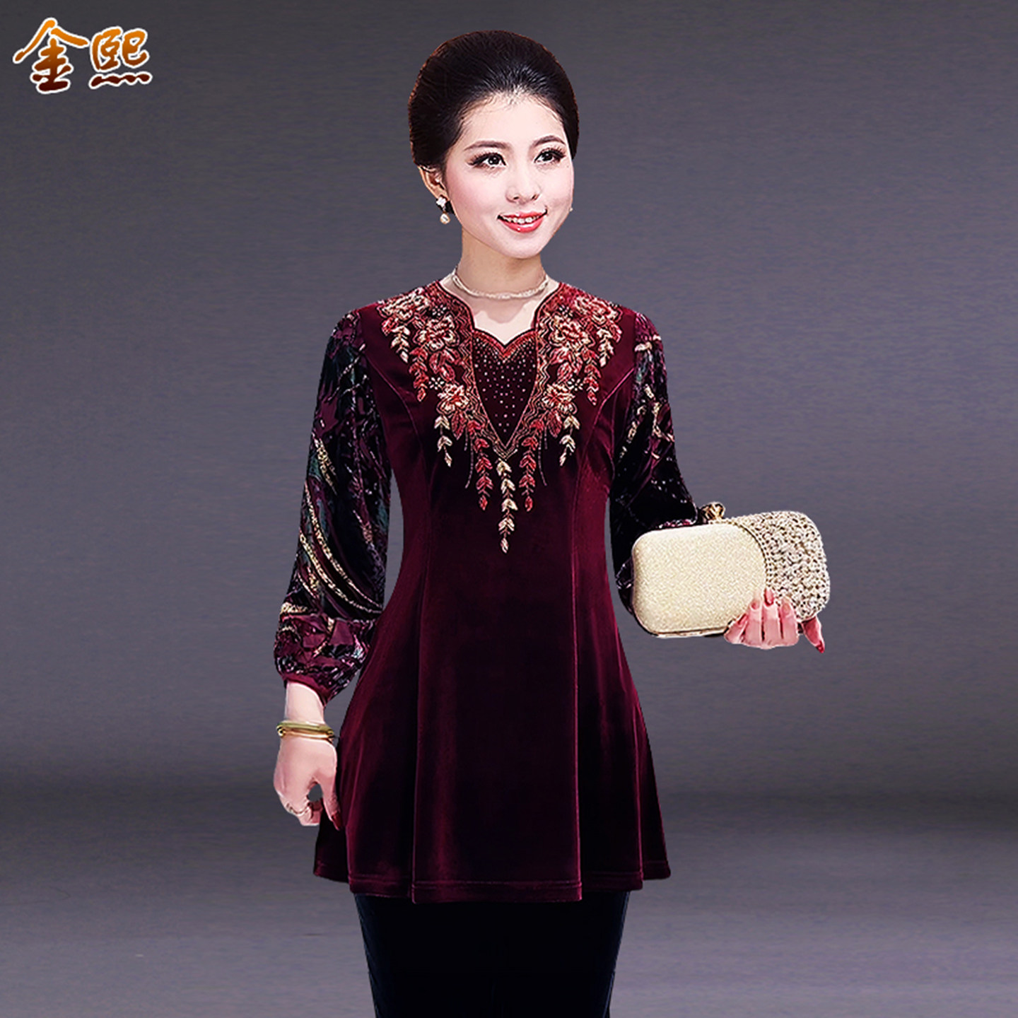 洋气中老年女打底衫中长款显瘦