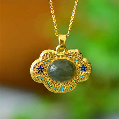 新疆天然和田玉珐琅吊坠如意女款