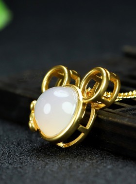 天然冰种玉髓24k真金玛瑙女项链