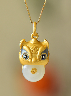 925银古法镶嵌和田玉白玉平安扣事事如意小吊坠猫头鹰挂件项链