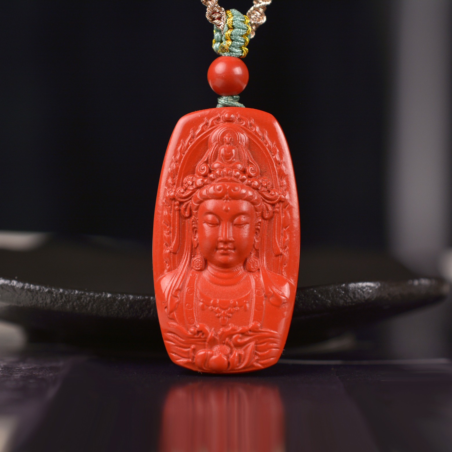 天然原矿红朱砂观音男女本命年帝王砂菩萨吊坠挂件牌子项链