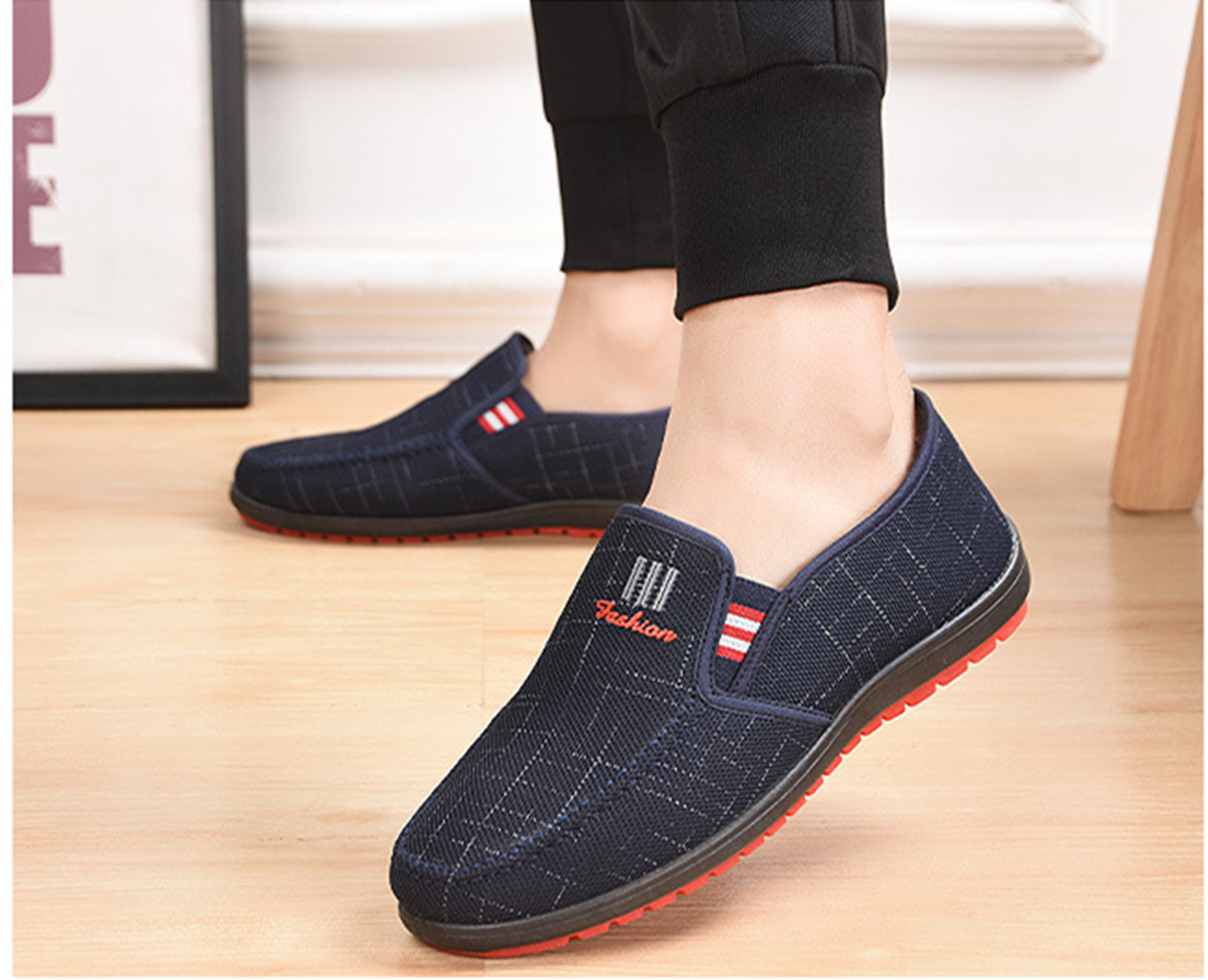 秋冬天北京中老年人棉布鞋男低帮加绒加厚保暖松紧布老人鞋爸爸爷