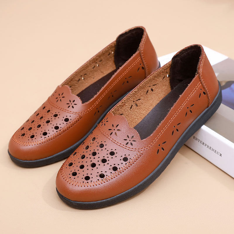 2025夏季北京中老年人太太奶奶妈妈PU皮平底凉鞋女人造革洞洞橡胶,女鞋,帆布鞋,淘宝优惠券,粉丝福利购,淘宝优惠卷