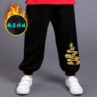 儿童武术练功裤秋冬款加绒加厚中国风祥云灯笼裤武术运动训练裤子
