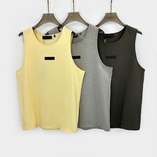 夏季新款复线ESSENTIALS立体硅胶小标宽松休闲无袖运动背心打底衫